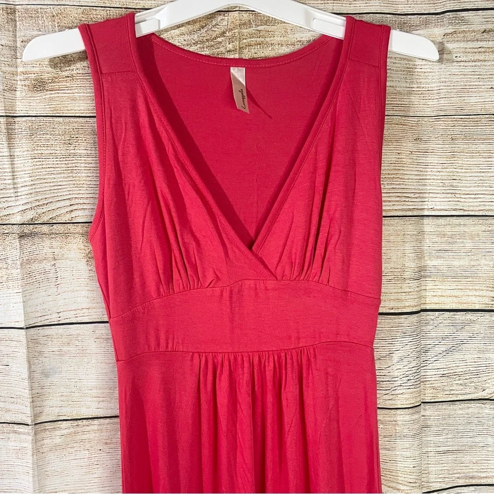 Loveappella v-neck jersey stretch orange maxi sleeveless dress Size XS pullover - Picture 4 of 9